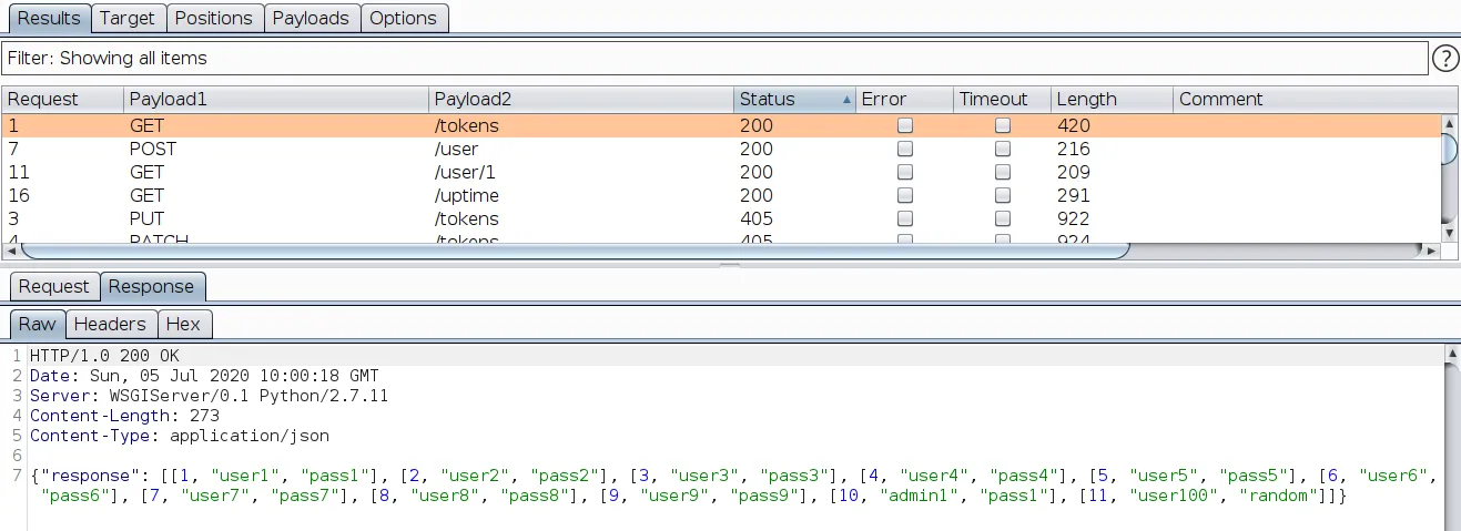 vAPI endpoint responses